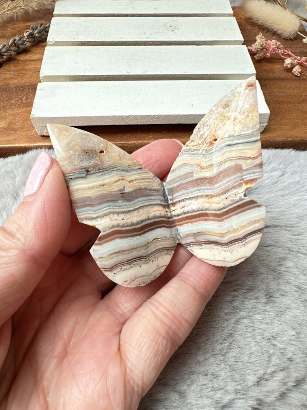 Pink Crazy Lace Agate 3D Butterfly Carving
